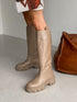 Базові шкіряні чоботи-труби LD-2165 - Бежевий / 36 / Байка - Shoes