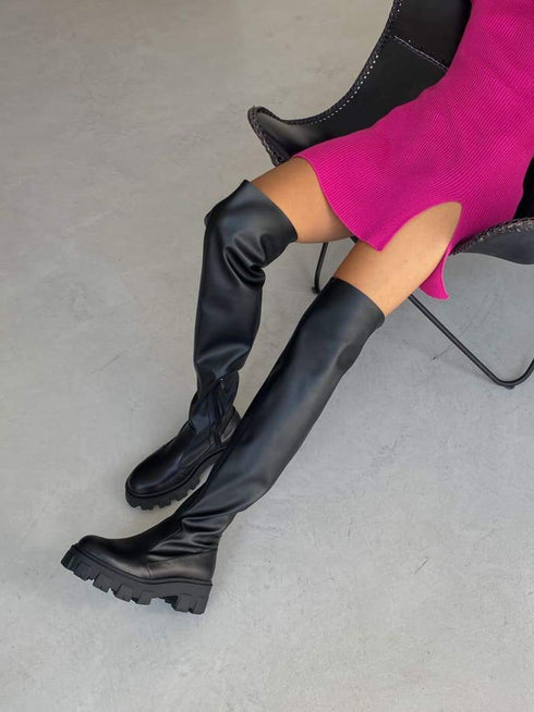 Круті чоботи-панчохи LD-2134 - Чорний / 36 / Байка - Ботинки