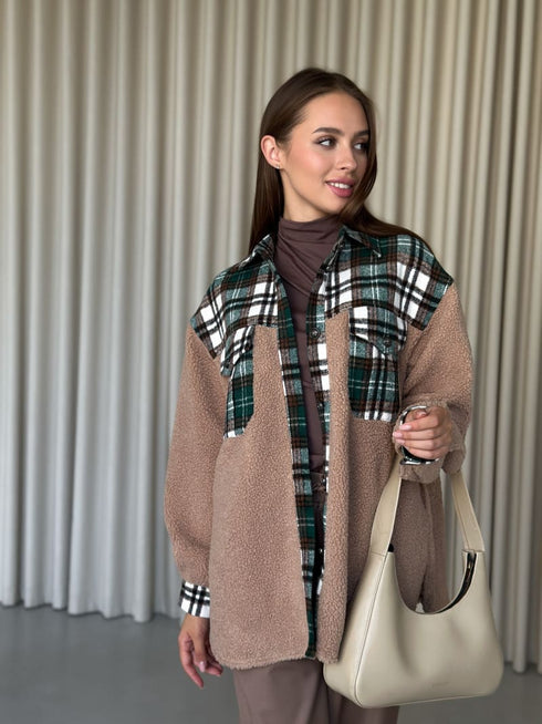 Тепла сорочка-пальто LD-2181 - Капучино / s