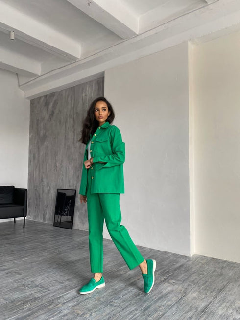 Джинсовий костюм кольору фуксія LD-2152 - Костюми