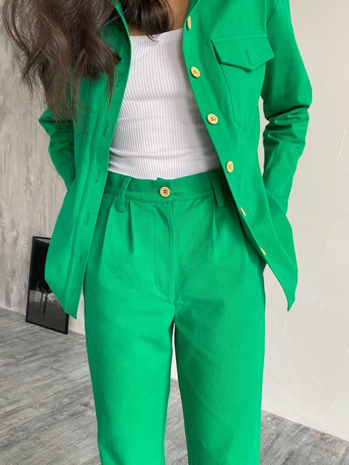 Джинсовий костюм кольору фуксія LD-2152 - Костюми