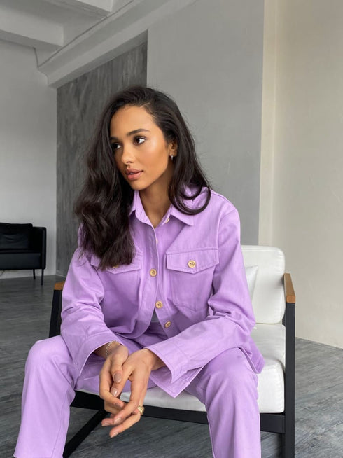 Джинсовий костюм кольору фуксія LD-2152 - Костюми