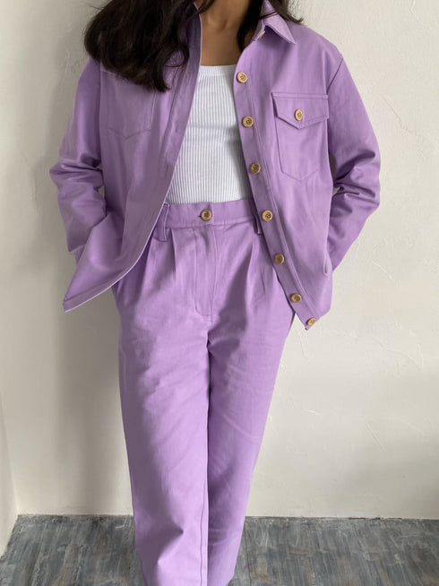 Джинсовий костюм кольору фуксія LD-2152 - Костюми