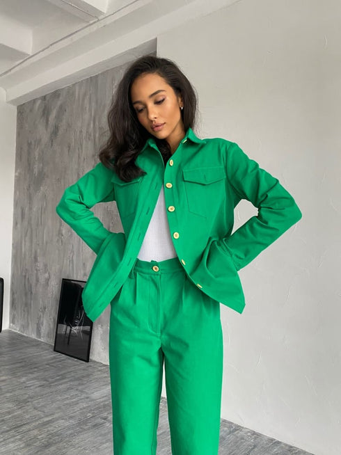 Джинсовий костюм кольору фуксія LD-2152 - Костюми