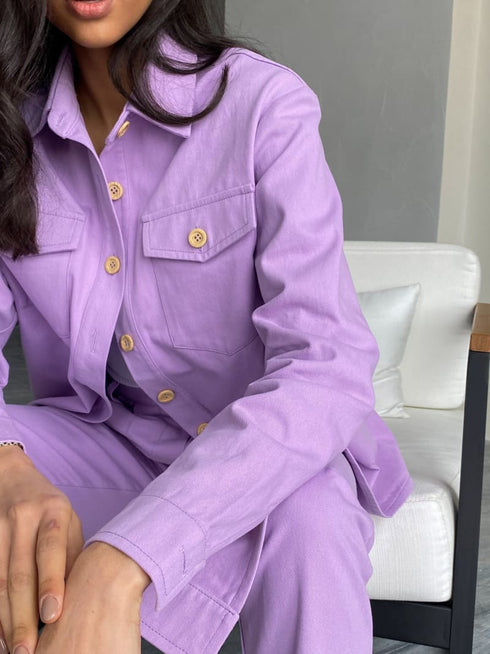 Джинсовий костюм кольору фуксія LD-2152 - Костюми