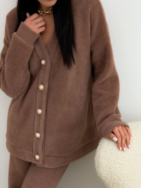 Теплий ангоровий костюм-двійка LD-2143 - Коричневий / s - Костюми