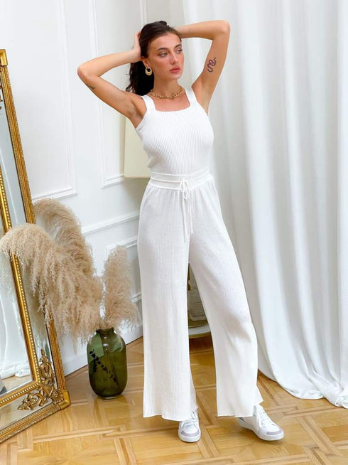 В’язаний костюм-двійка білий LD-2113 - В’язаний стиль