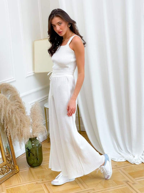 В’язаний костюм-двійка білий LD-2113 - В’язаний стиль