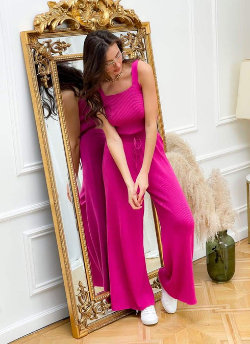 В’язаний костюм-двійка фуксія LD-2111 - В’язаний стиль