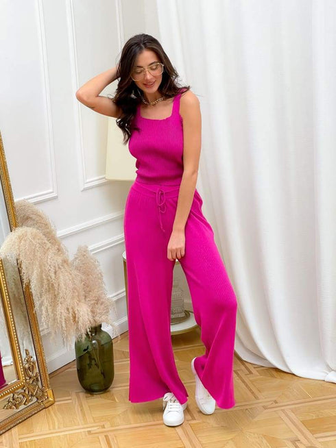 В’язаний костюм-двійка фуксія LD-2111 - В’язаний стиль