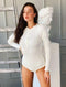 Зручний теплий боді LD-2064 - Молочний / s - В’язаний стиль